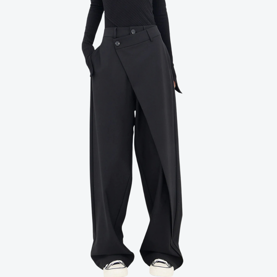 HARPER | ASYMMETRY WIDE-LEG TROUSERS