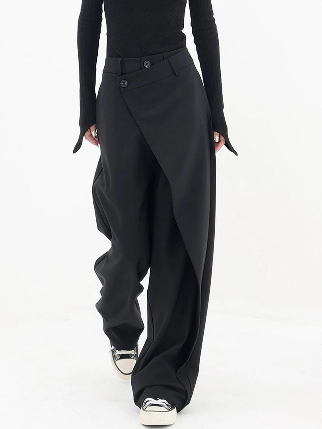 HARPER | ASYMMETRY WIDE-LEG TROUSERS