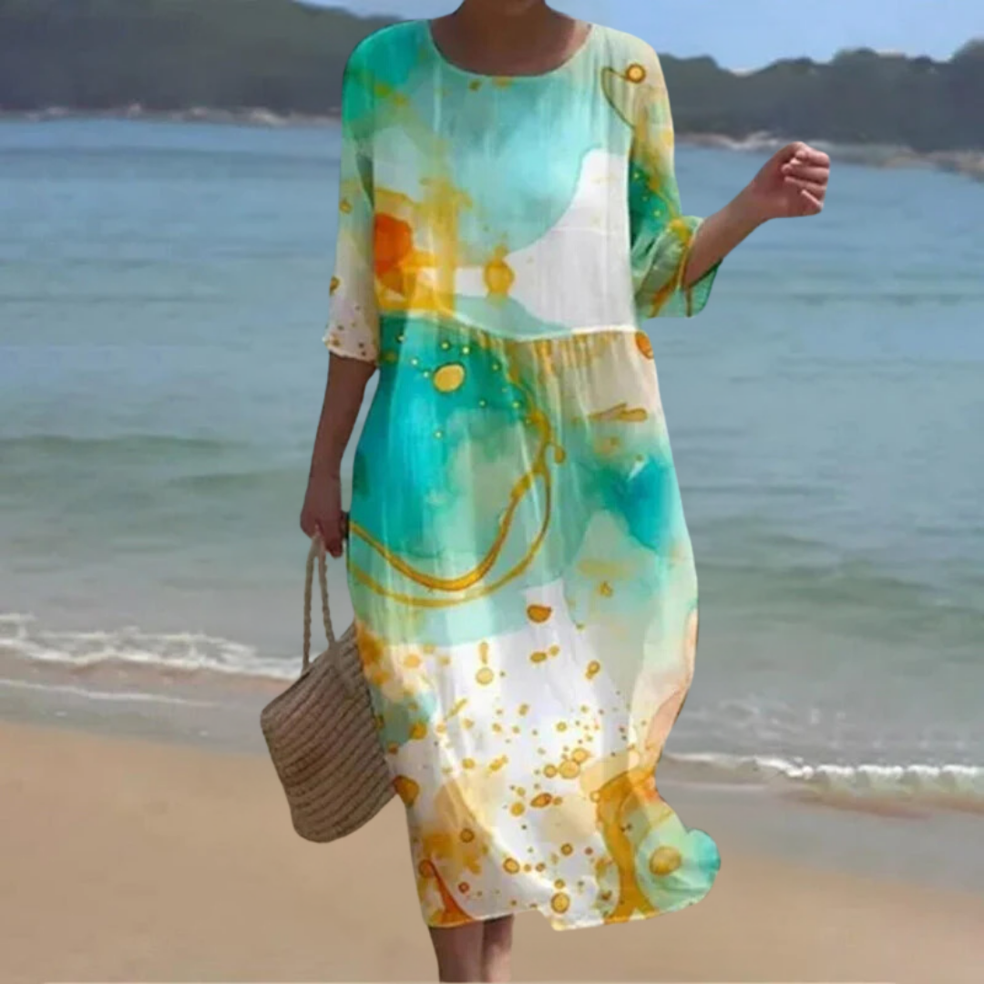 PIPER | ELEGANT FLORAL DRESS WITH TUMMY COVERAGE