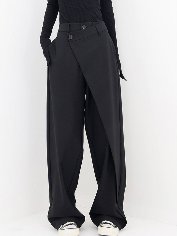 HARPER | ASYMMETRY WIDE-LEG TROUSERS