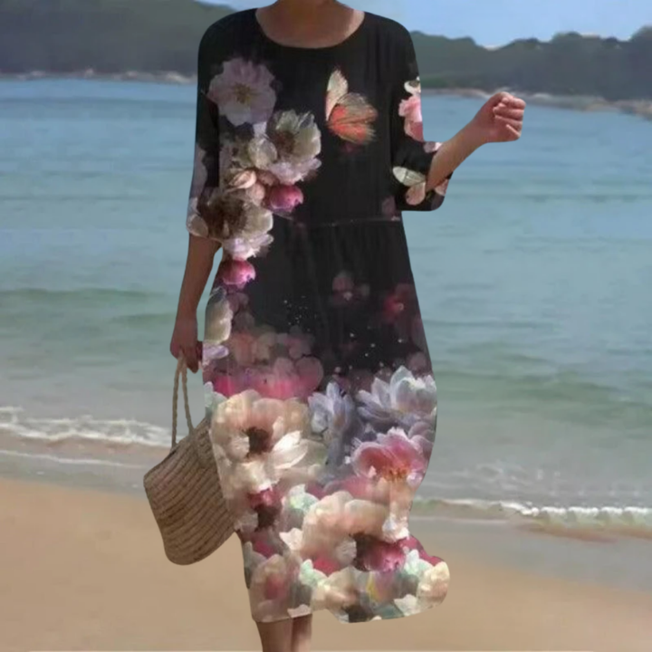 PIPER | ELEGANT FLORAL DRESS WITH TUMMY COVERAGE