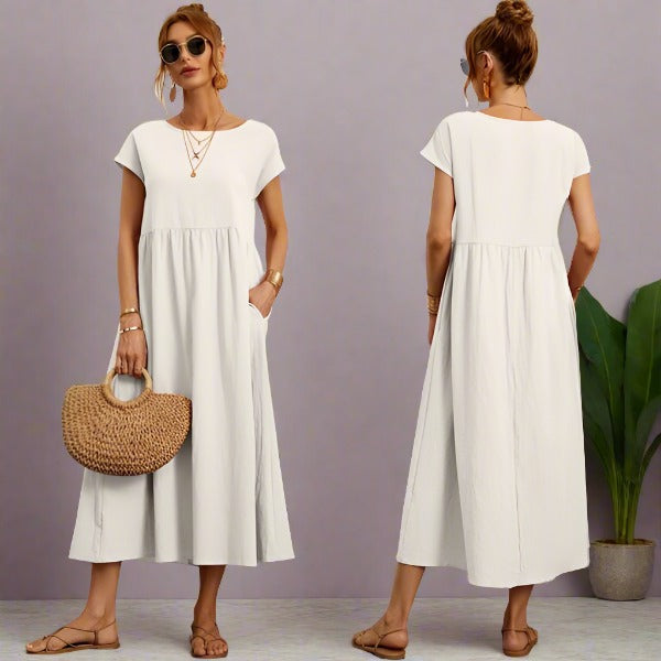 SERAFINA | ELEGANT CASUAL COTTON-BLEND DRESS