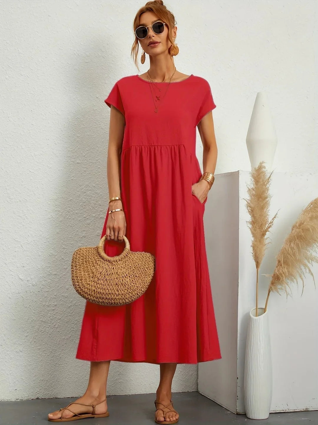 SERAFINA | ELEGANT CASUAL COTTON-BLEND DRESS