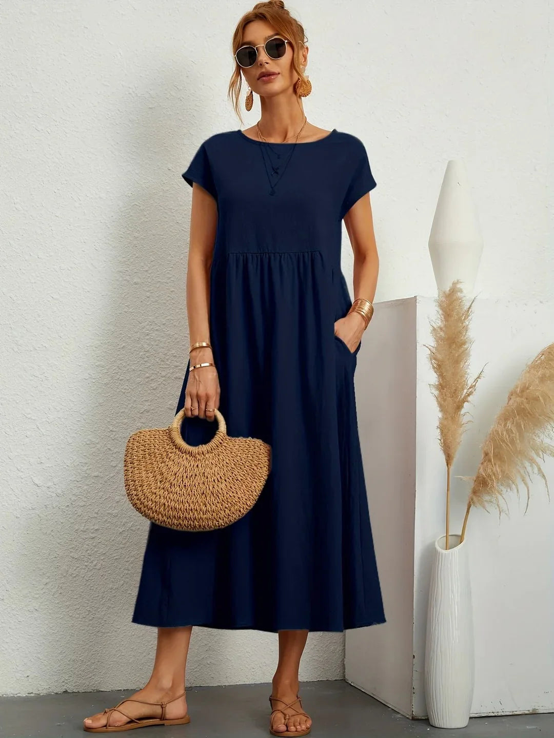 SERAFINA | ELEGANT CASUAL COTTON-BLEND DRESS