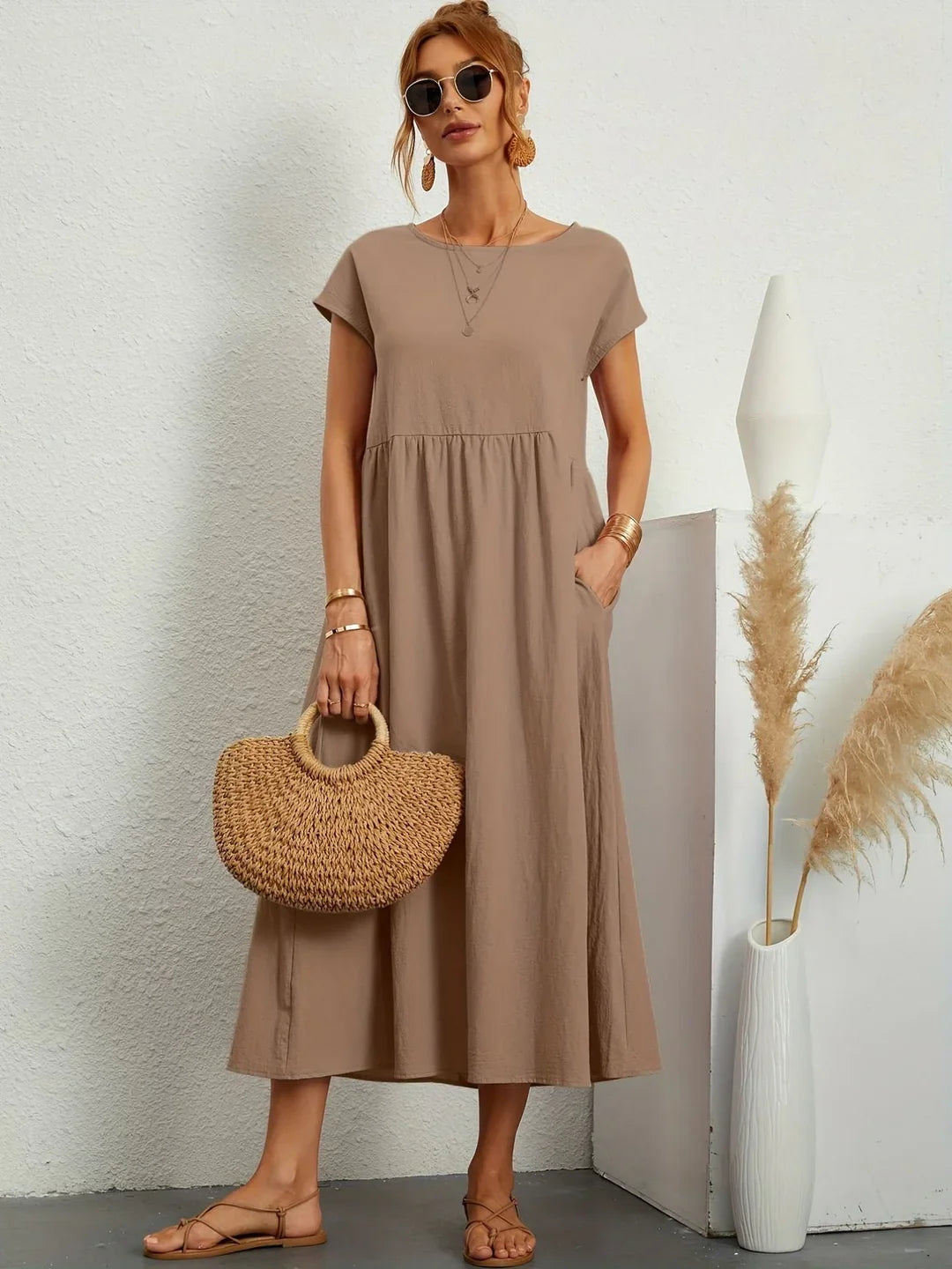 SERAFINA | ELEGANT CASUAL COTTON-BLEND DRESS