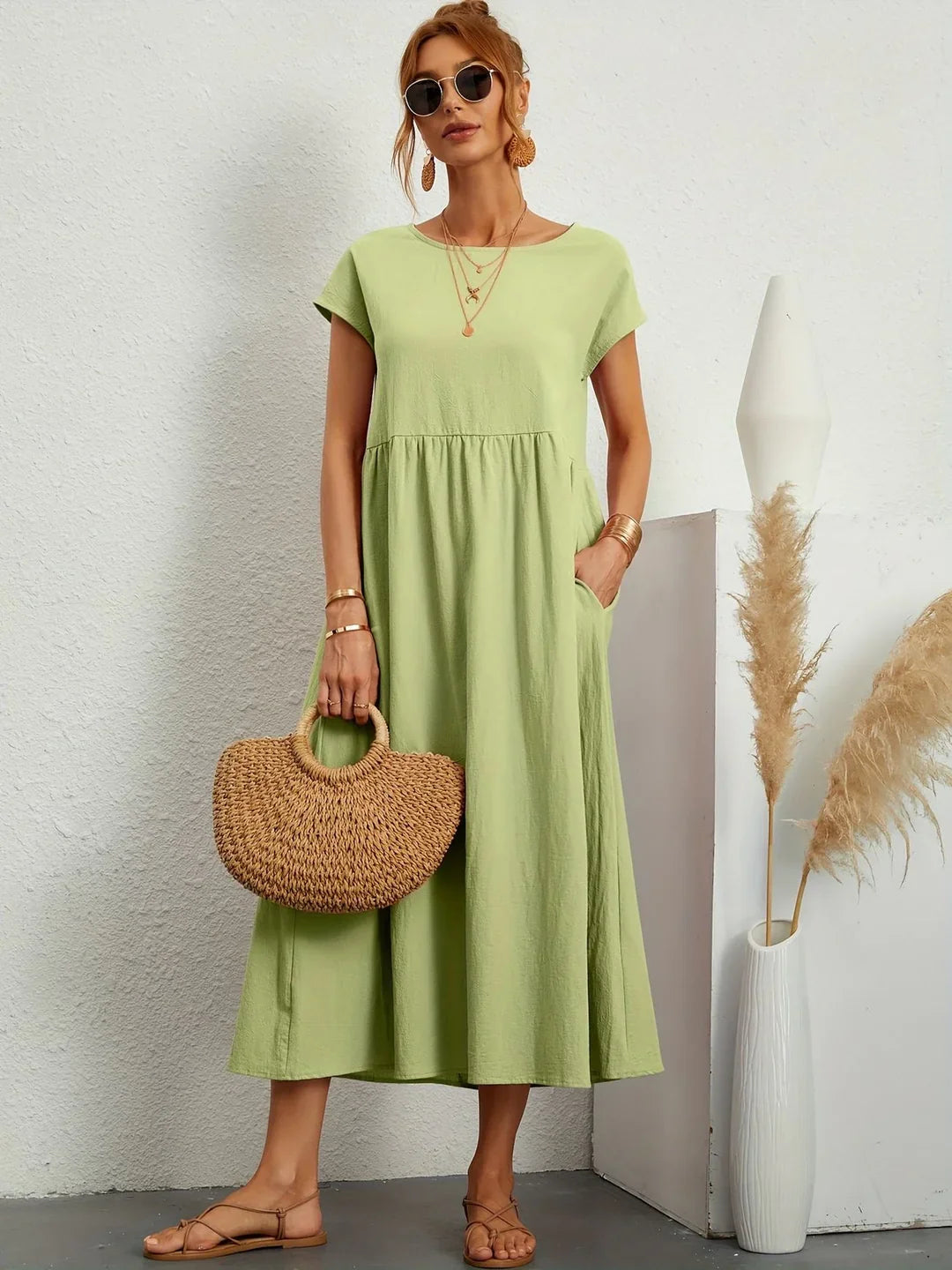 SERAFINA | ELEGANT CASUAL COTTON-BLEND DRESS