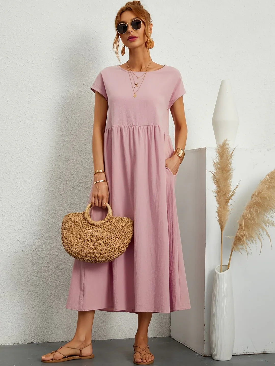 SERAFINA | ELEGANT CASUAL COTTON-BLEND DRESS