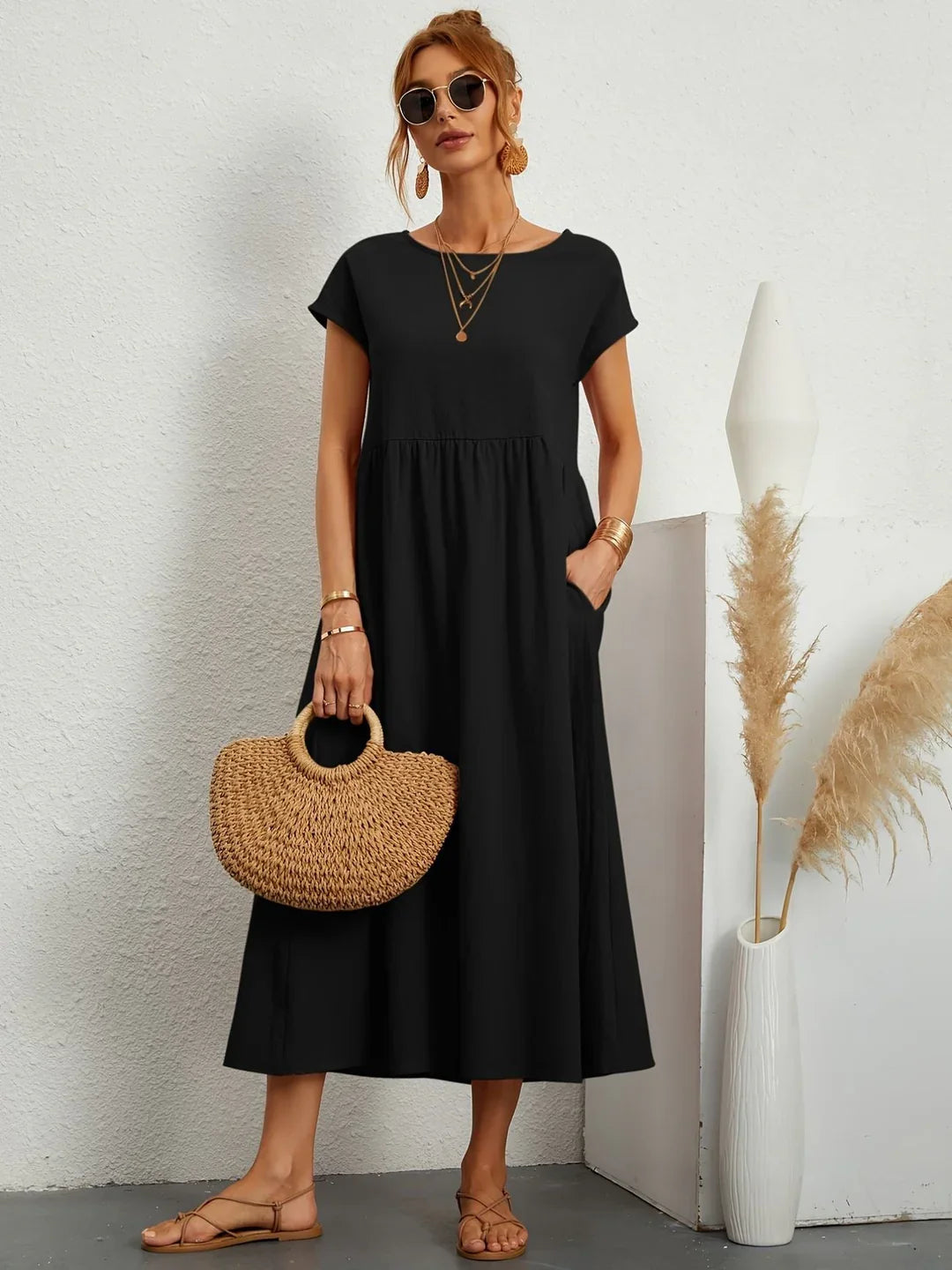 SERAFINA | ELEGANT CASUAL COTTON-BLEND DRESS