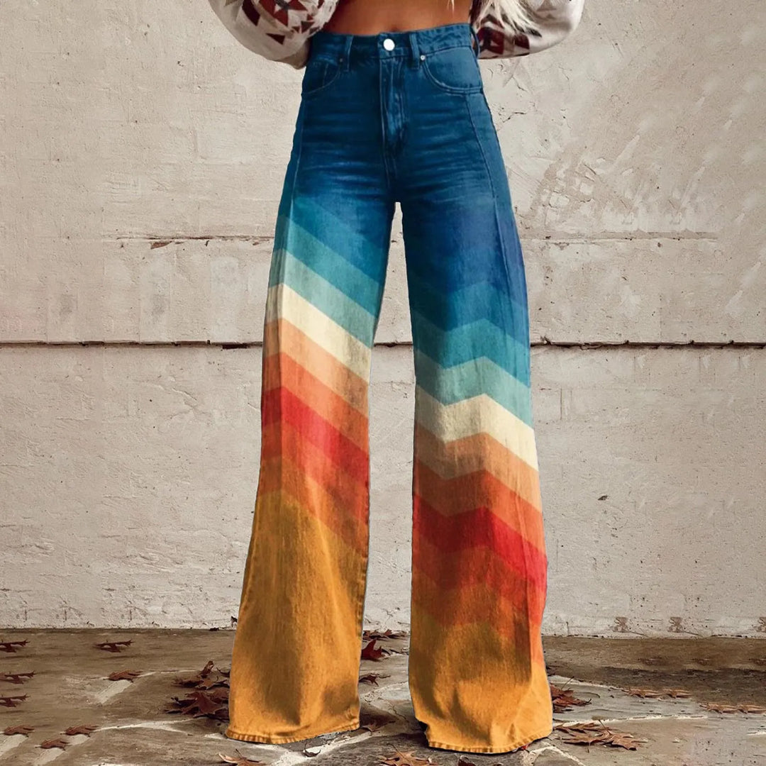 DANIELA | RETRO-WIDE LEG CHEVRON PANTS